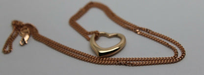 Genuine 9ct 9kt Rose Gold / 375 Belcher Chain Necklace 44cm + Heart Pendant