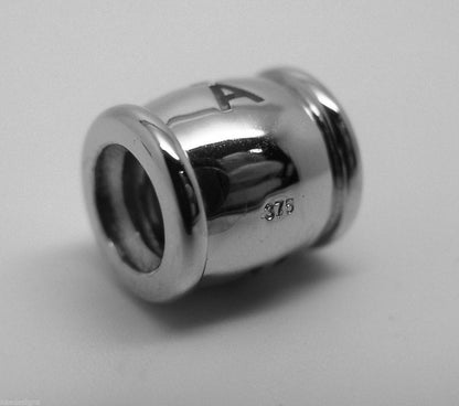 Genuine 9ct Yellow or Rose or White Gold or Sterling Silver Custom Made Barrel Bead With Your Name