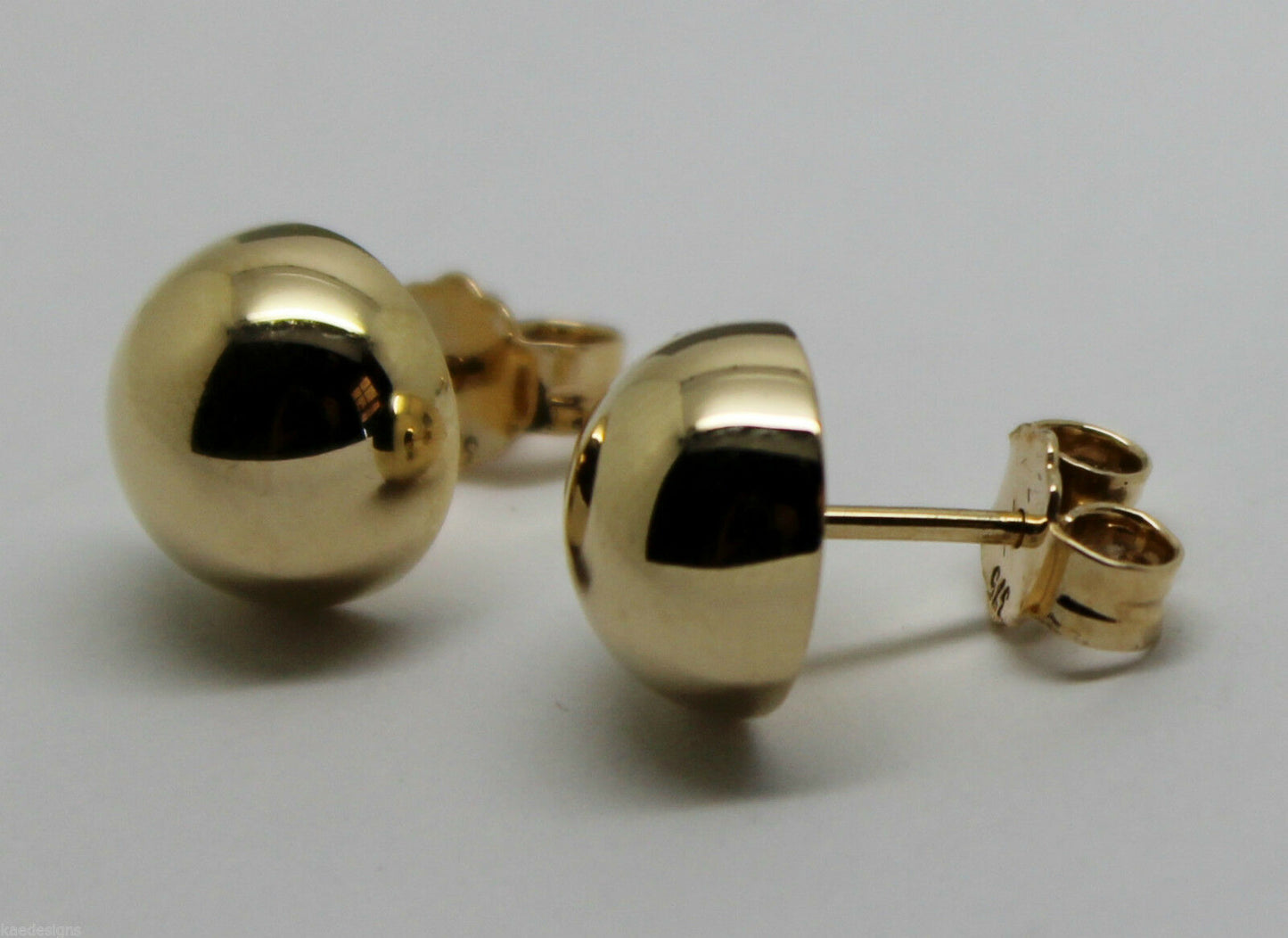 Genuine 9ct 9K 375 Solid Yellow, Rose or White Gold 10mm Stud Half Ball Earrings