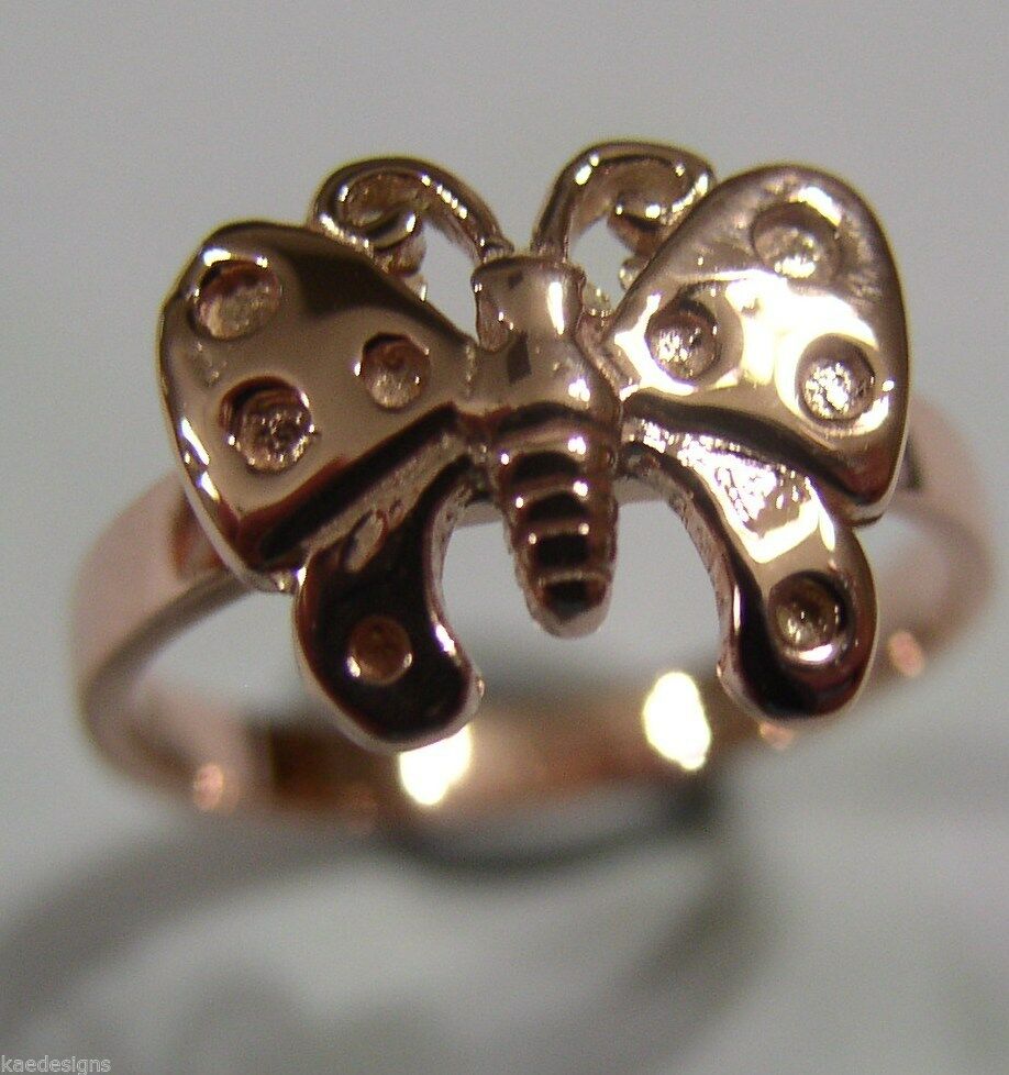 Genuine Solid 9ct White Or Rose Or Yellow Gold Butterfly Ring Choose Size