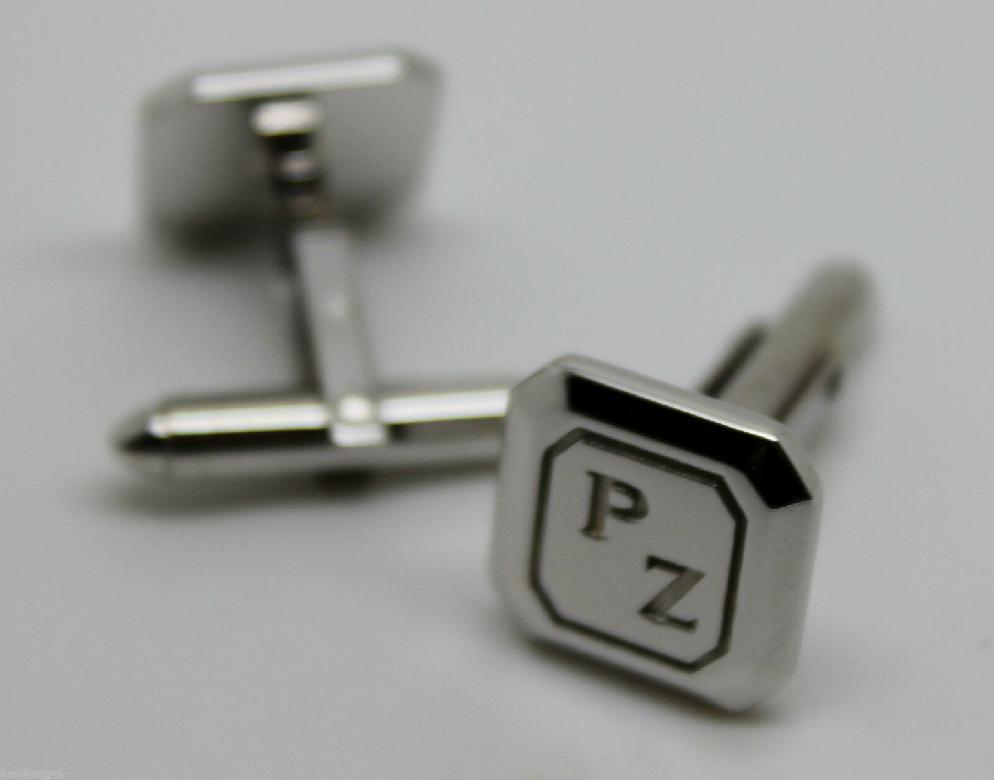 Genuine 9ct 9K Full Solid Custom Made Heavy Engraved Cufflinks White Gold