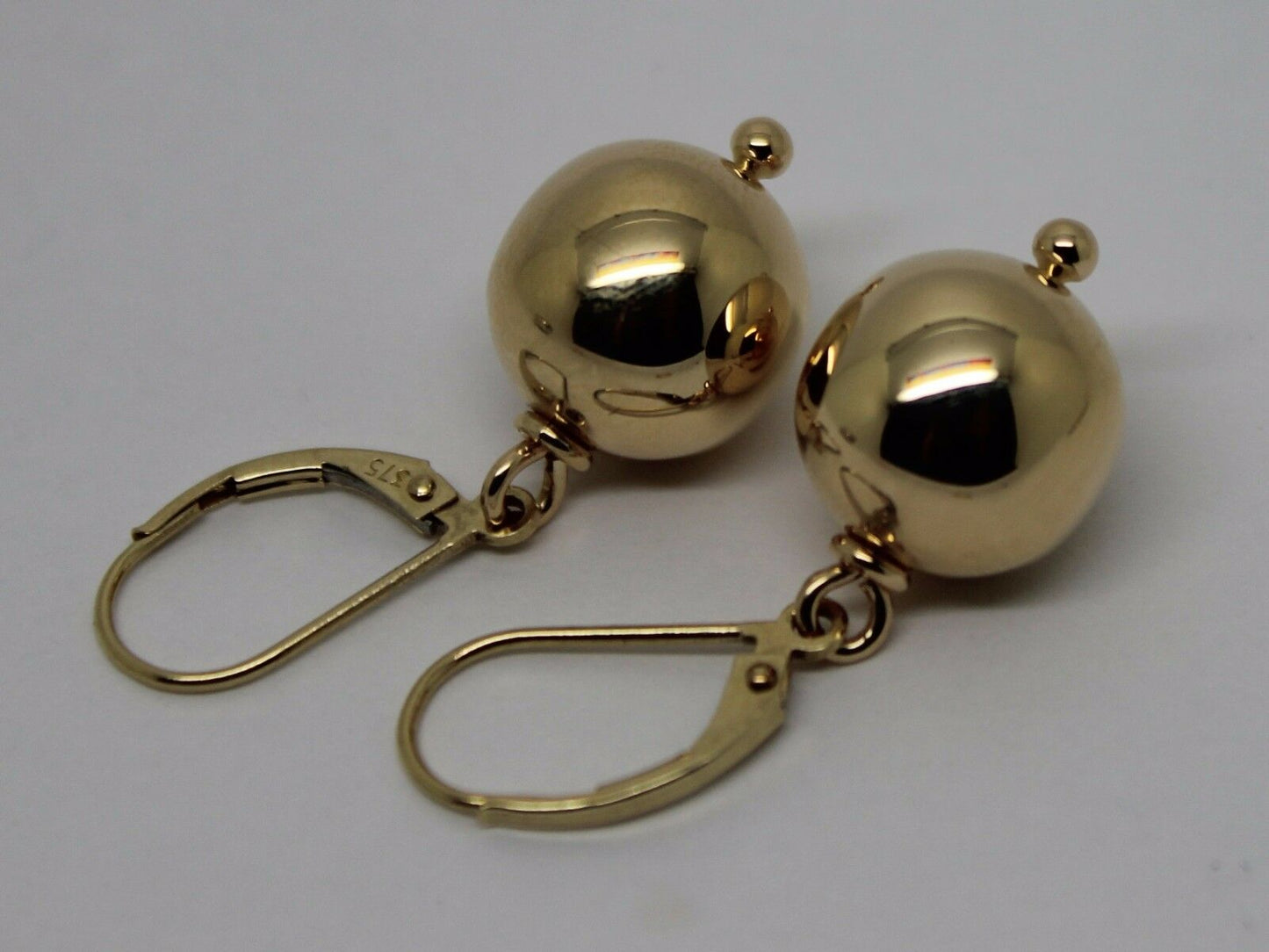 Kaedesigns 9ct 9k 375 Yellow, Rose or White Gold Continental Hooks 12mm Ball Plain Earrings