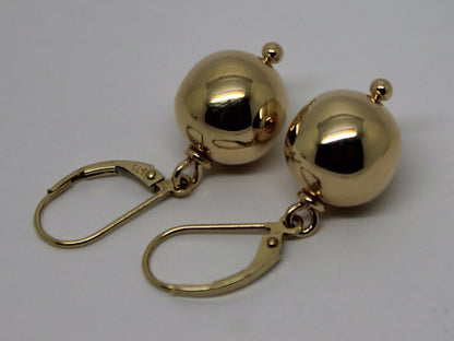 Kaedesigns 9ct 9k 375 Yellow, Rose or White Gold Continental Hooks 12mm Ball Plain Earrings