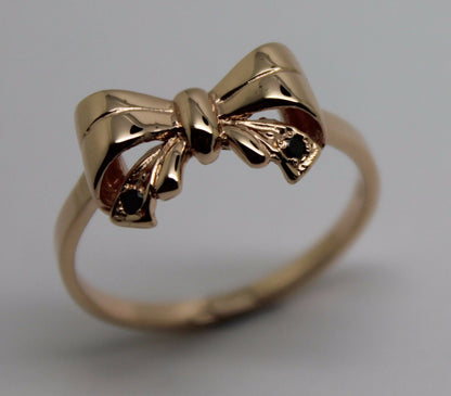 Genuine 9ct Solid Yellow, Rose Or White Gold Bow Blue Sapphire Ring Choose Size L To P