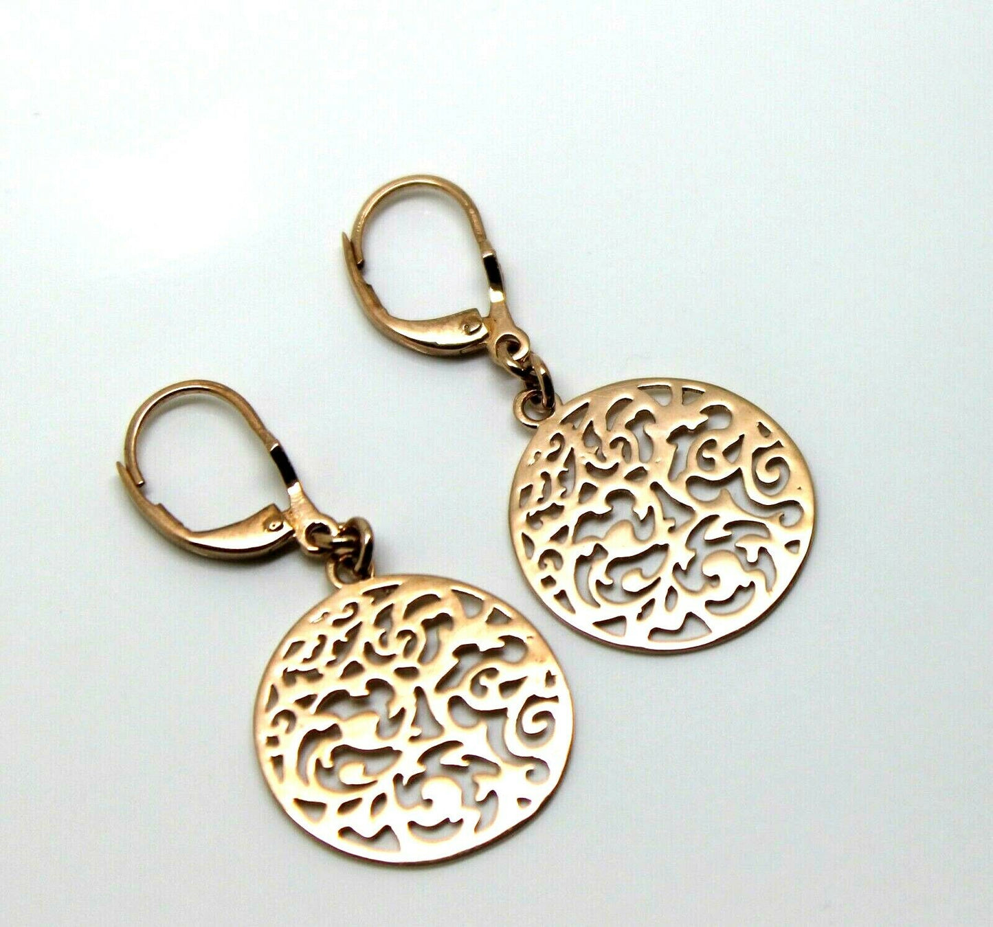 Genuine 9ct Yellow, Rose Or White Gold Antique Filigree Drop Earrings Continental hooks