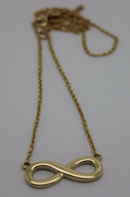 Kaedesigns 9ct 9k 375 Solid Yellow Gold Infinity Long 56cm Belcher Necklace