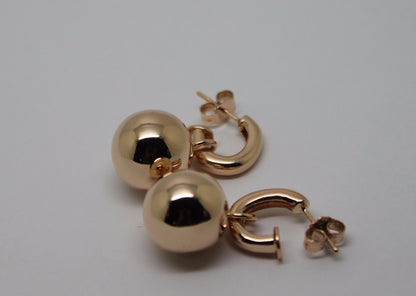 Kaedesigns Genuine Heavy 9ct 9kt Yellow, Rose or White Gold 14mm Belcher Ball Drop Earrings