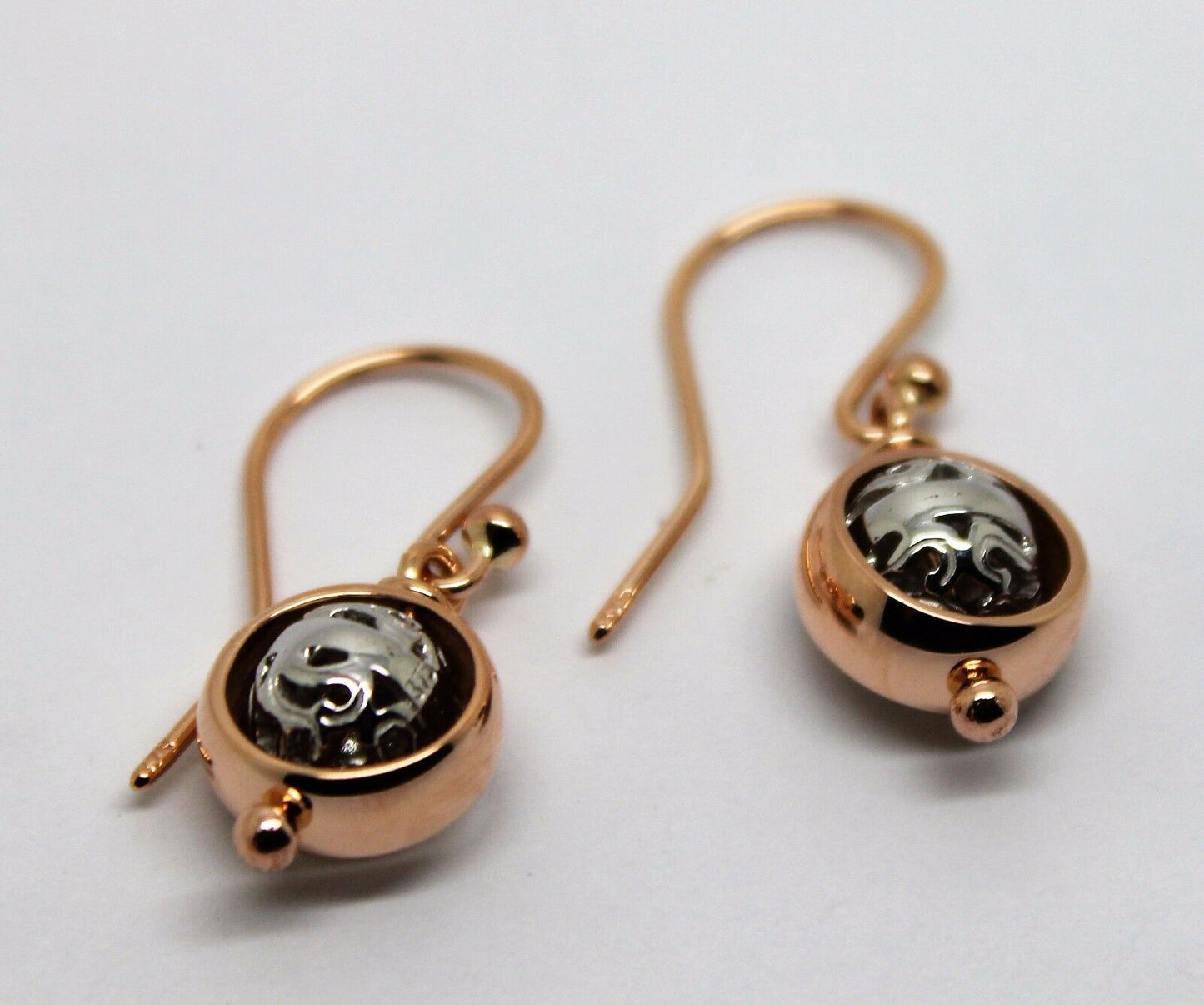Kaedesigns Genuine 9ct 9k 375 Rose & White Gold Filigree Belcher Ball Earrings