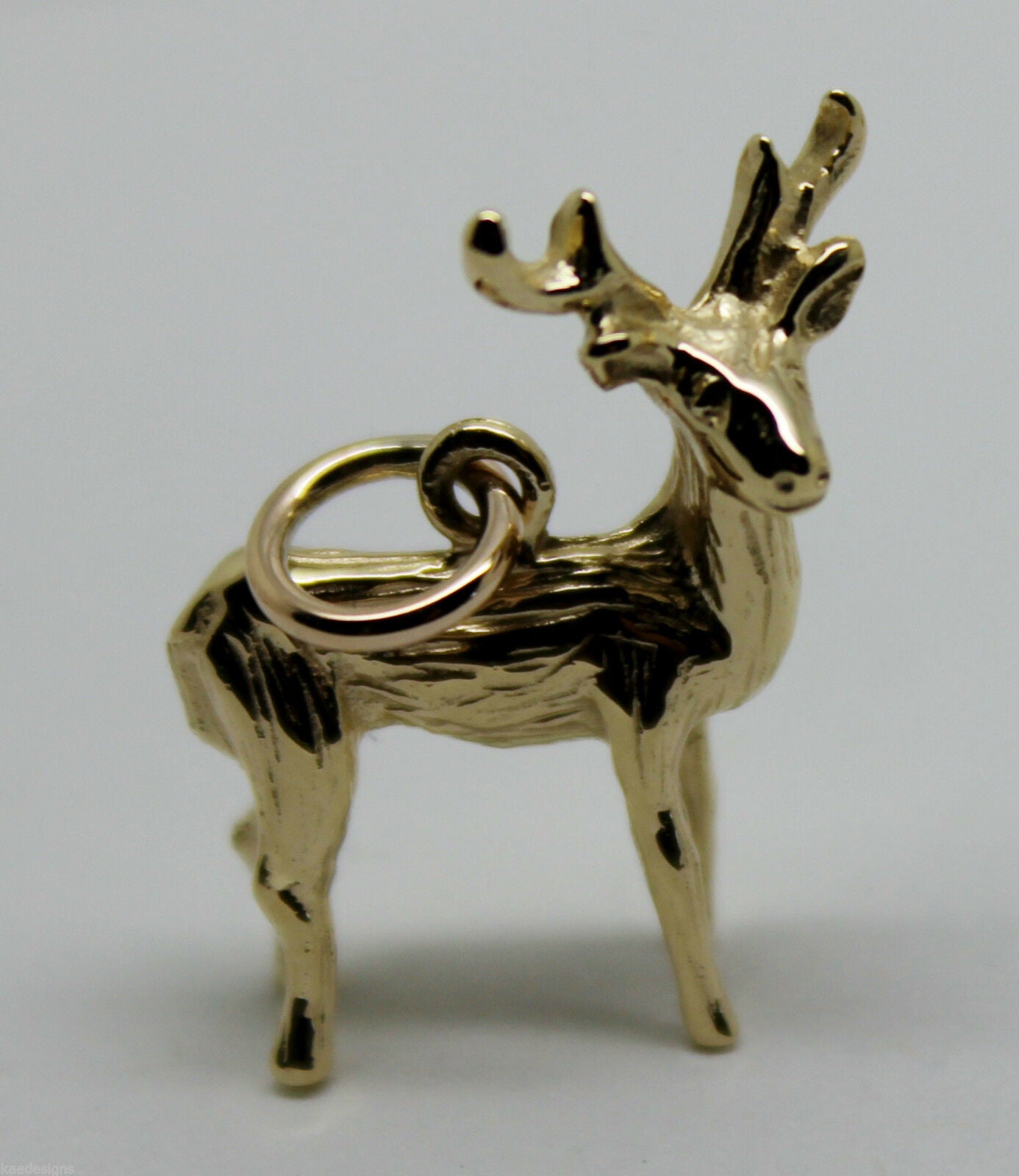 Kaedesigns, 3D 9ct Yellow Or Rose Or White Gold Deer Or Moose Charm Or Pendant