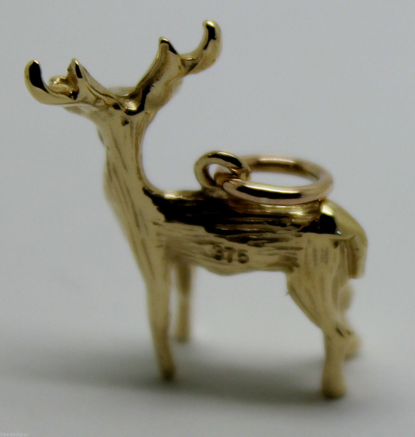 Kaedesigns, 3D 9ct Yellow Or Rose Or White Gold Deer Or Moose Charm Or Pendant