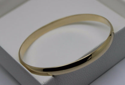 Genuine 9ct 9kt FULL SOLID Heavy Yellow, Rose or White gold 5mm wide half round Bangle 57mm inside diameter