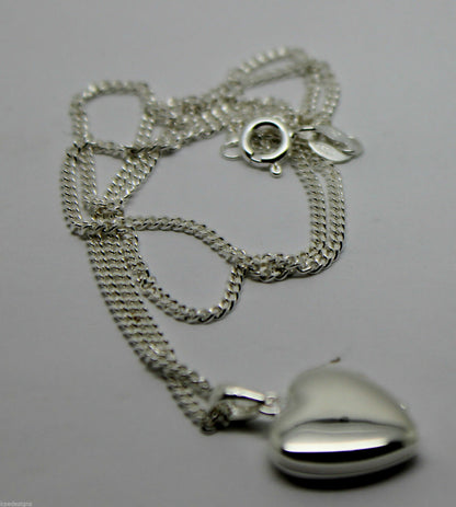 Sterling Silver 925 Heart Locket Pendant 2 Photos & Silver Chain