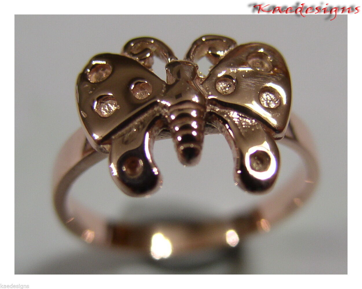 Genuine Solid 9ct White Or Rose Or Yellow Gold Butterfly Ring Choose Size