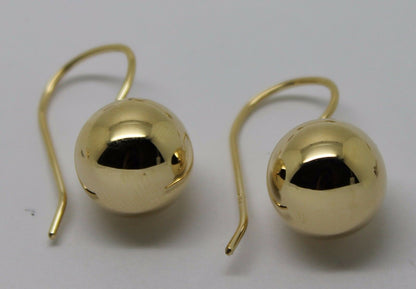 Kaedesigns Genuine 9ct 9k 375 Yellow, Rose or White Gold 12mm Euro Ball Drop Earrings