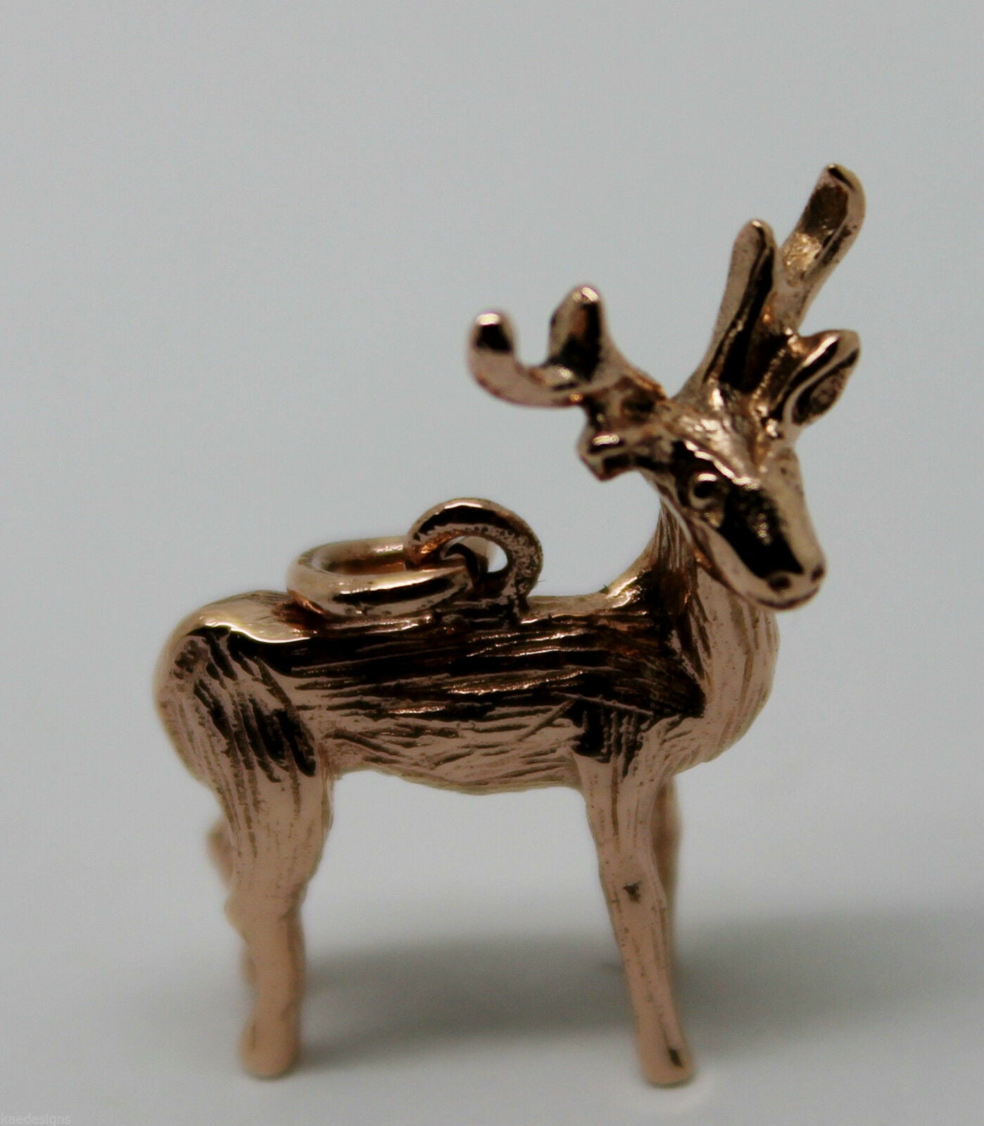 Kaedesigns, 3D 9ct Yellow Or Rose Or White Gold Deer Or Moose Charm Or Pendant