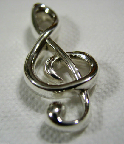 Heavy Solid 9ct Yellow or Rose or White Gold Treble Clef Music Note pendant