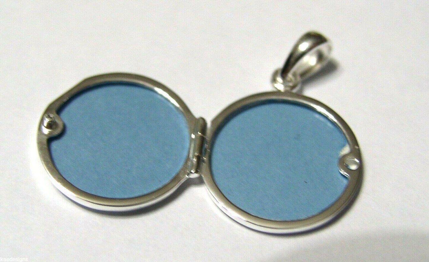 Genuine Sterling Silver 925 Small Flat Round Plain Locket With 2 Photos