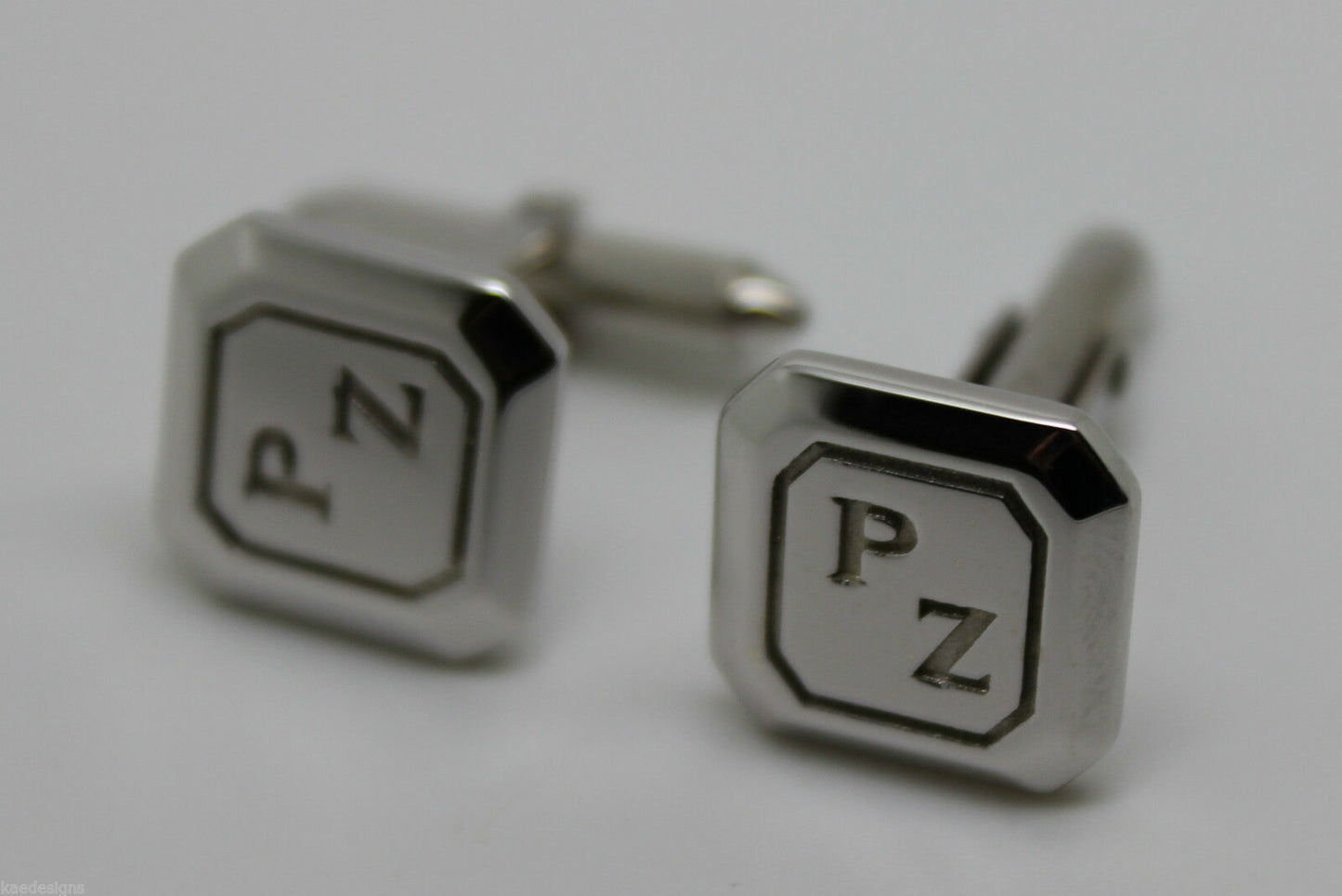 Genuine 9ct 9K Full Solid Custom Made Heavy Engraved Cufflinks White Gold