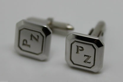 Genuine 9ct 9K Full Solid Custom Made Heavy Engraved Cufflinks White Gold