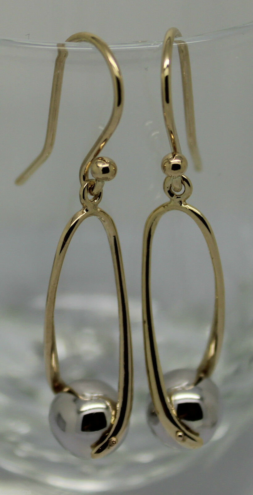 Kaedesigns Genuine 9ct 9kt 375 Yellow & White Gold 8mm Ball Drop Earrings