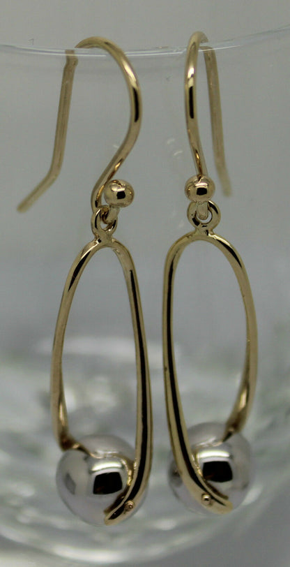 Kaedesigns Genuine 9ct 9kt 375 Yellow & White Gold 8mm Ball Drop Earrings