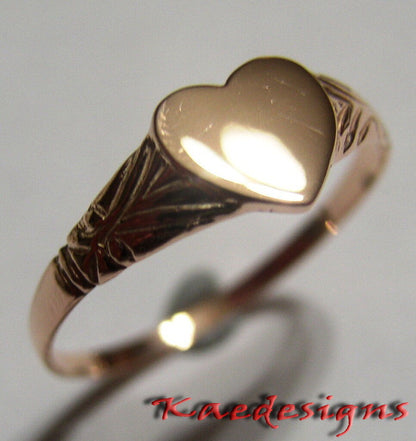 Size M 1/2, New Solid Genuine New 9ct 9kt Yellow, Rose or White Gold Heart Signet Ring 200