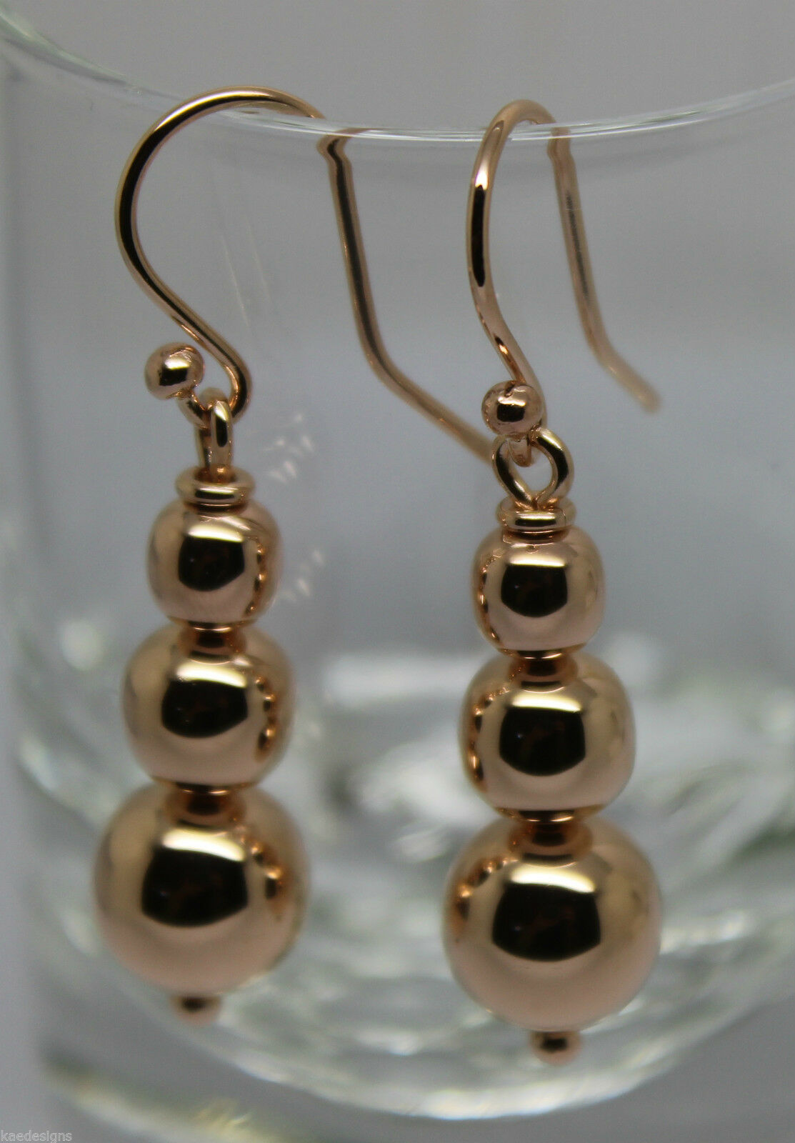 Kaedesigns 9ct 9k 375 Yellow Or White Or Rose Gold 375 Three Ball Drop Ball Earrings
