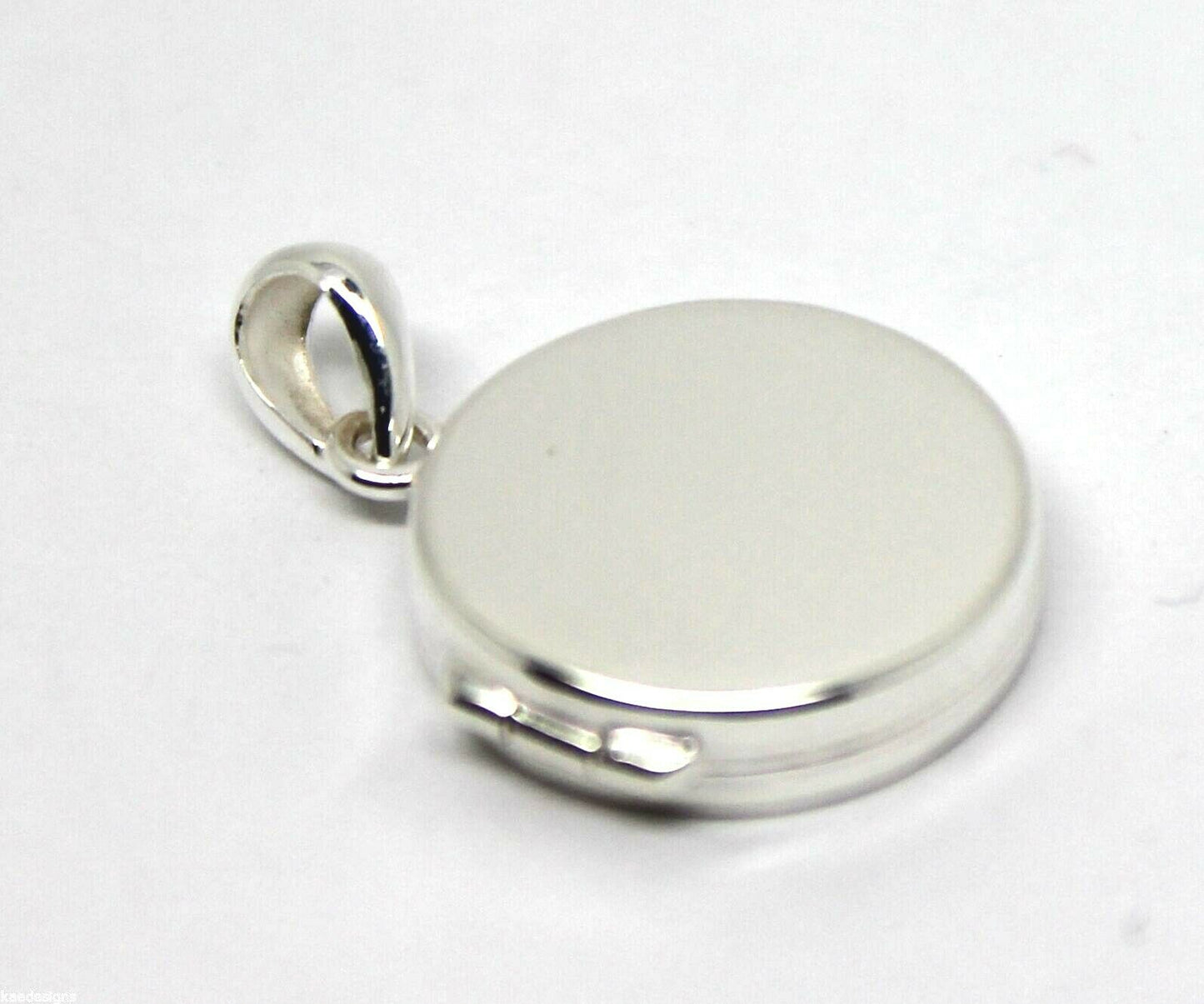 Genuine Sterling Silver 925 Small Flat Round Plain Locket With 2 Photos