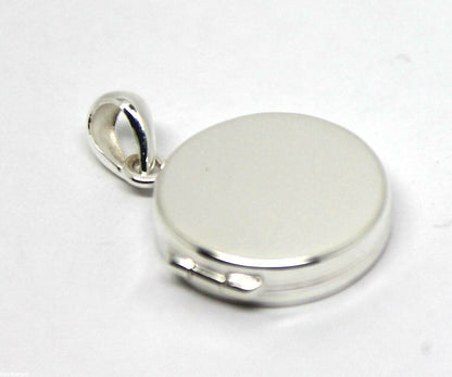 Genuine Sterling Silver 925 Small Flat Round Plain Locket With 2 Photos