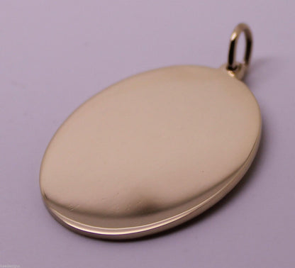 Kaedesign Genuine 375 9ct Yellow Or Rose Or White Gold Large Oval Shield Pendant