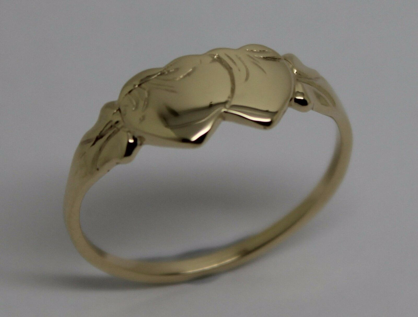 Size S, 9ct Yellow, Rose or White Gold Double Heart Signet Ring