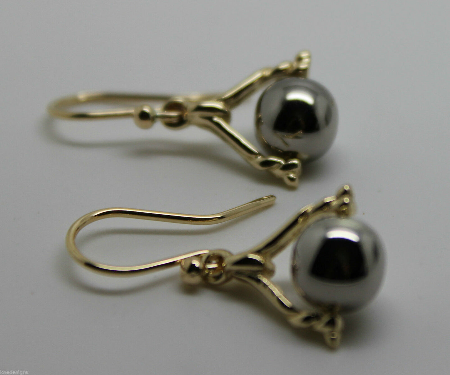 Genuine 9ct 9K 375 Solid Yellow And White Gold Plain Ball Spinner Earrings 435