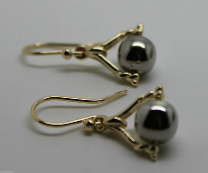 Genuine 9ct 9K 375 Solid Yellow And White Gold Plain Ball Spinner Earrings 435