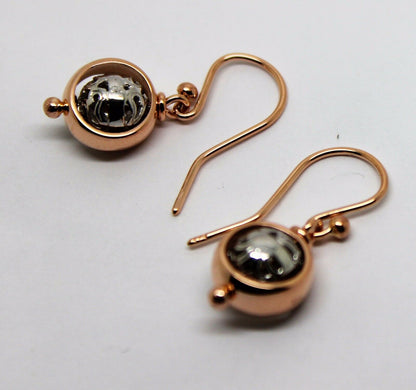 Kaedesigns Genuine 9ct 9k 375 Rose & White Gold Filigree Belcher Ball Earrings