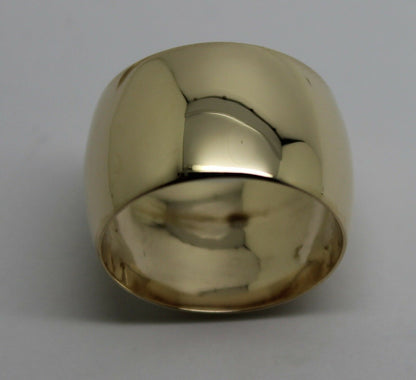 Genuine New Solid  9ct Yellow, Rose or White Gold Full Solid 12mm Wide Barrel Band Ring Size N