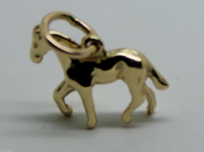 Genuine 9ct Yellow or Rose or White Gold Small 3D Horse Pendant or Charm