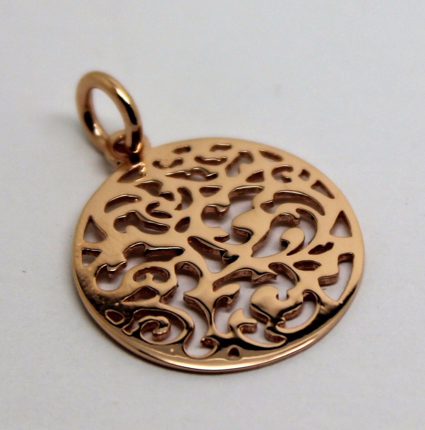 Genuine Solid 9ct 9kt 375 Yellow, White Or Rose Gold Round Filigree Pendant