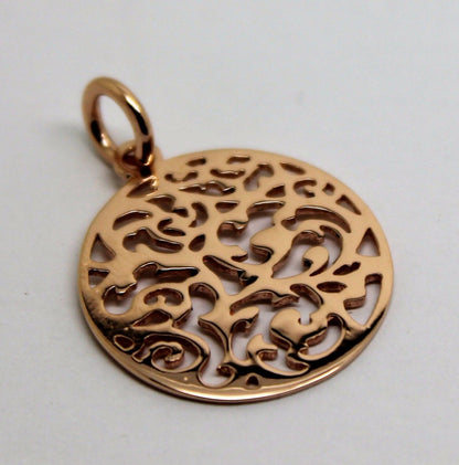 Genuine Solid 9ct 9kt 375 Yellow, White Or Rose Gold Round Filigree Pendant