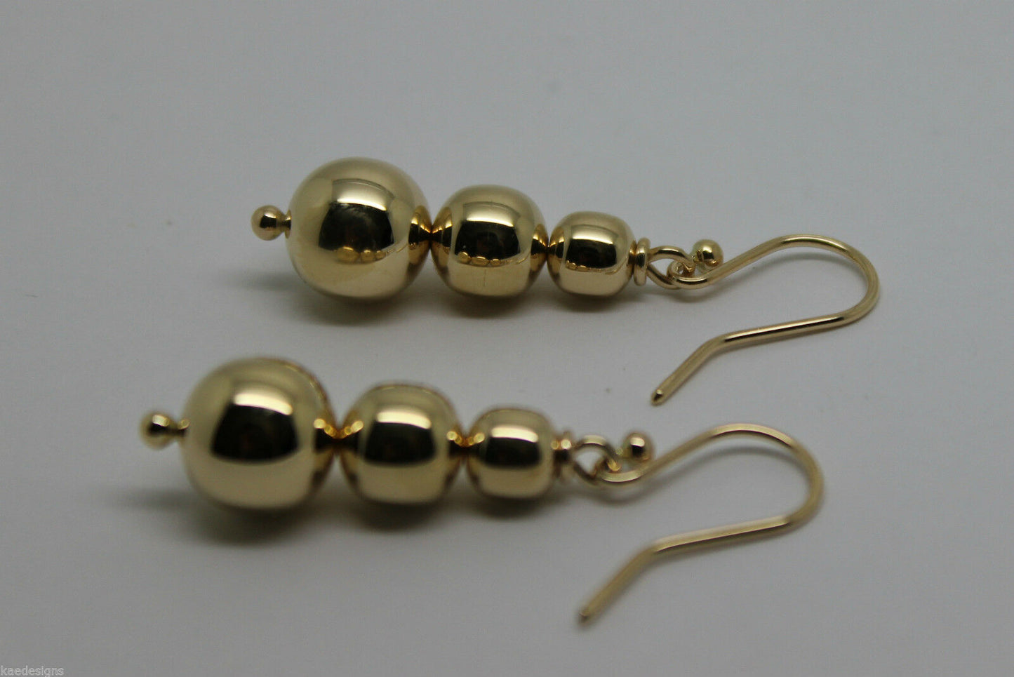 Kaedesigns 9ct 9k 375 Yellow Or White Or Rose Gold 375 Three Ball Drop Ball Earrings