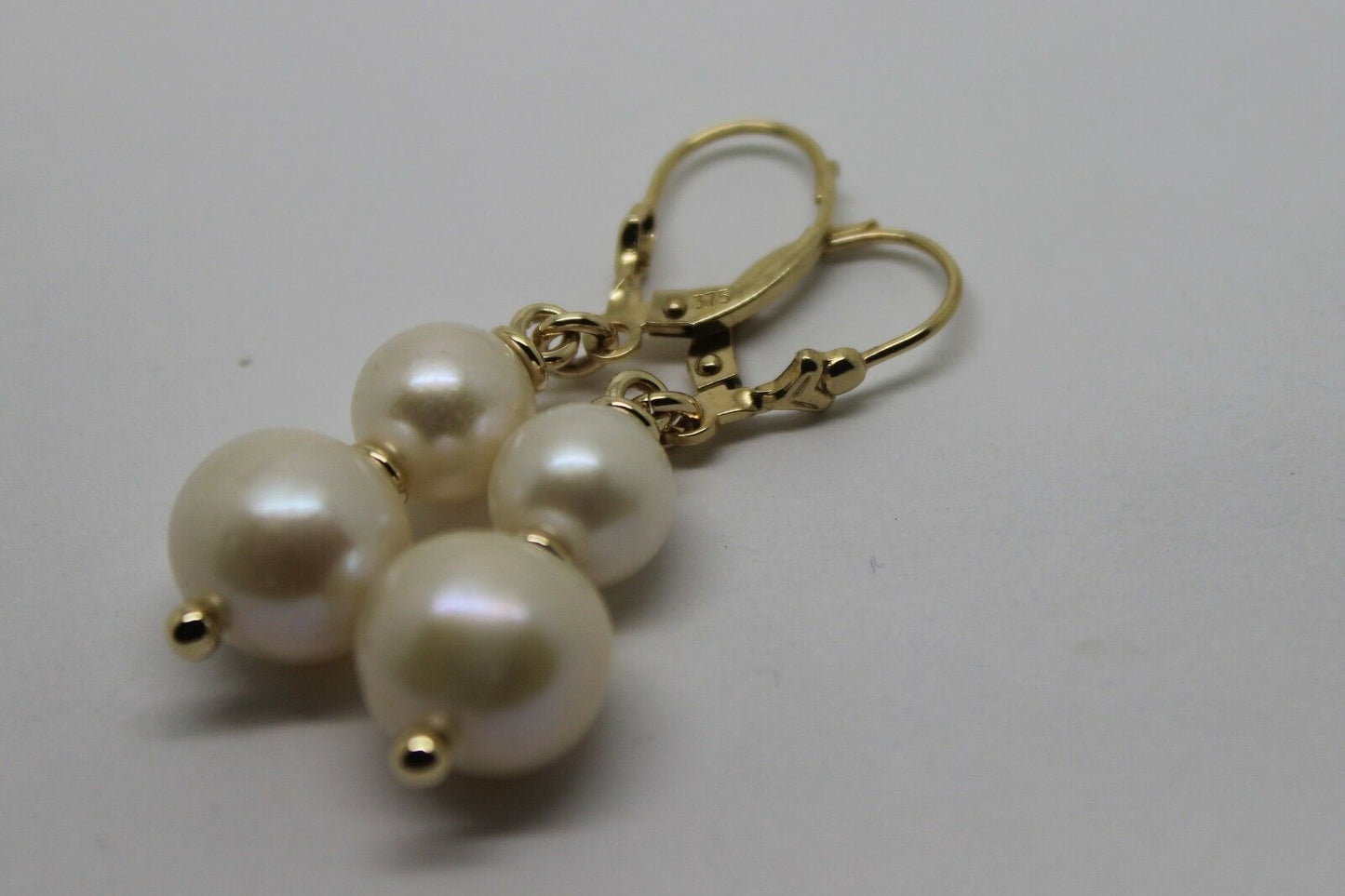 Genuine 9ct 9k 375 Yellow or Rose Gold 6mm & 8mm White Pearl Continental Clip Earrings