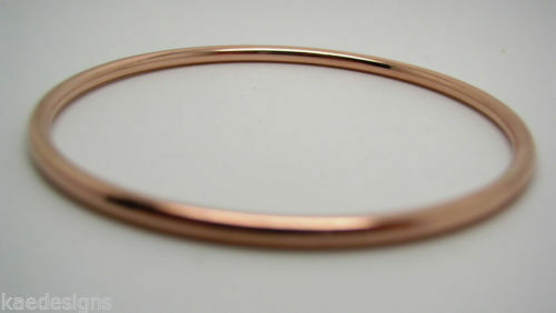Genuine 9ct 9K 375 Yellow, Rose or White Gold 3mm Wide Hollow Golf Bangle 64mm Diameter