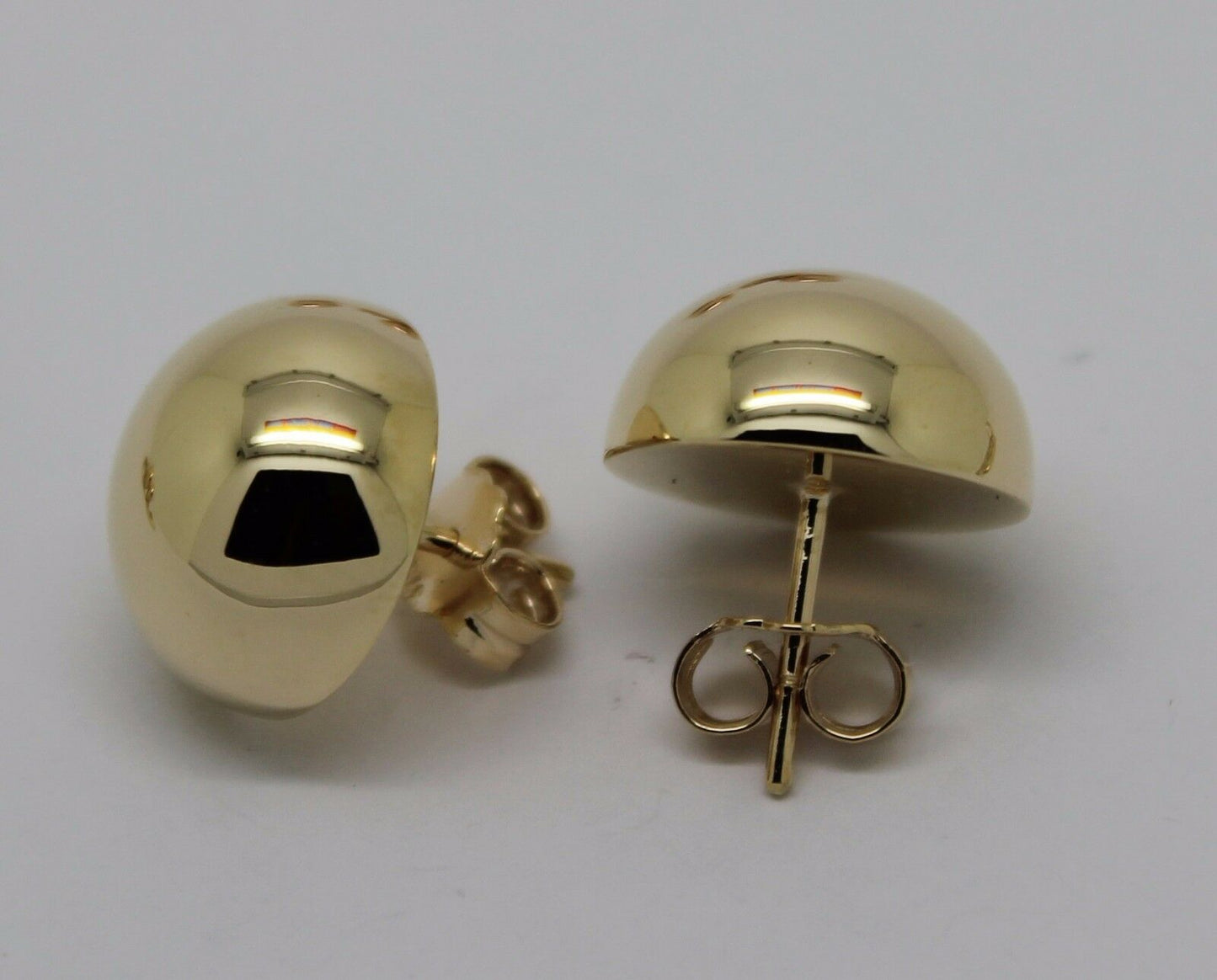 Genuine 9ct 9k Yellow Or White Or Rose Gold 375 14mm Half Ball Hook Earrings