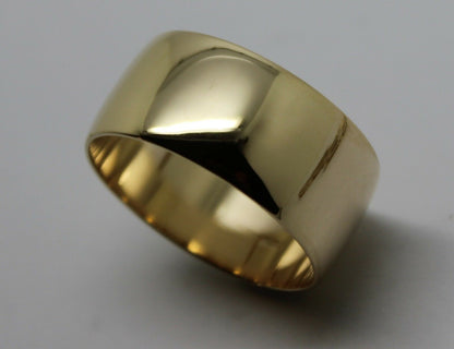 Genuine New Size W Genuine 9K 9ct Yellow, Rose or White Gold Full Solid 10mm Wide Band Ring