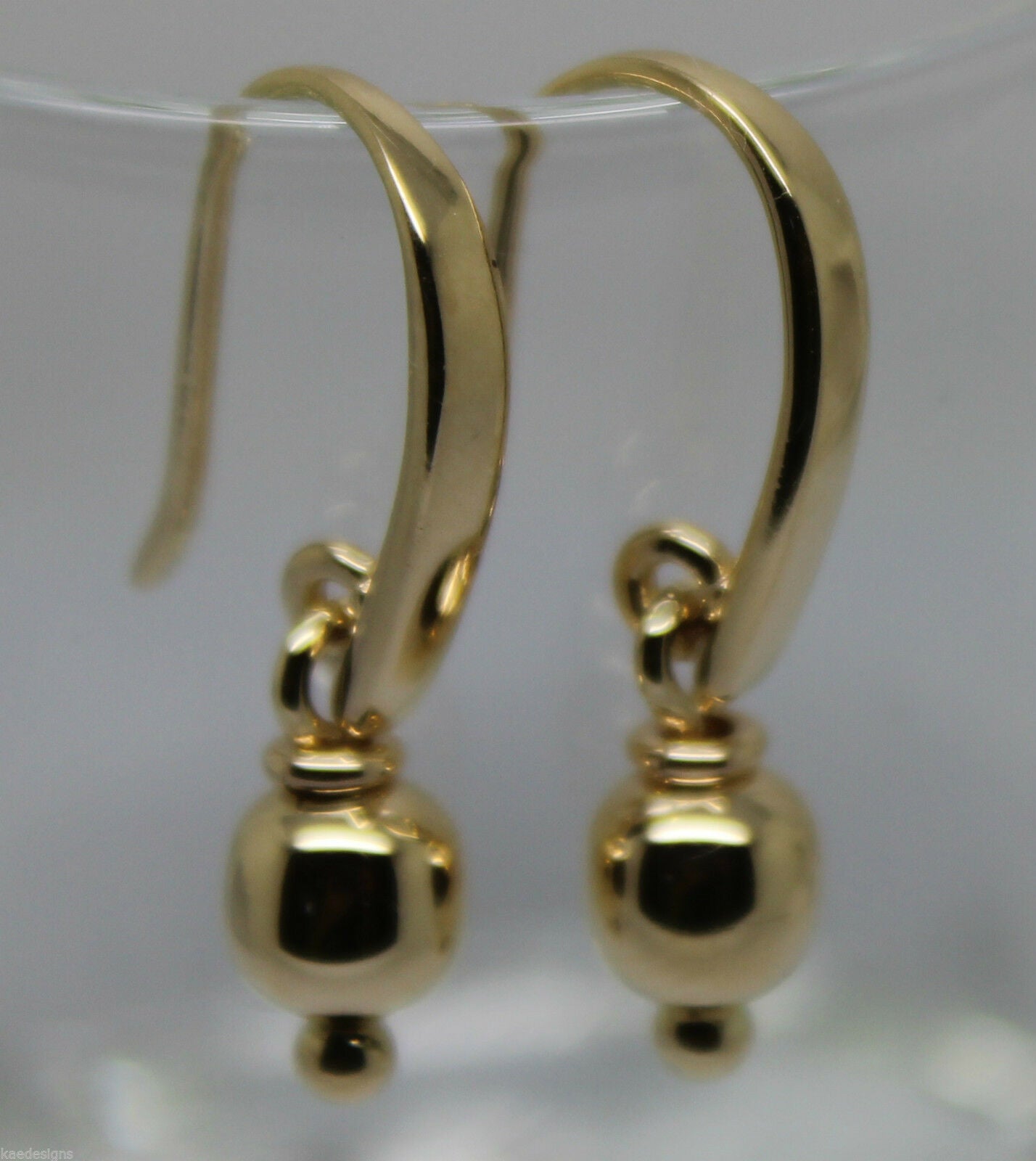 Kaedesigns, Genuine 9ct 9k 375 Yellow Or Rose Or White Gold 6mm Ball Drop Earrings