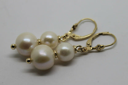 Genuine 9ct 9k 375 Yellow or Rose Gold 6mm & 8mm White Pearl Continental Clip Earrings