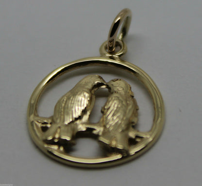Genuine 9ct Yellow or Rose or White Gold or Silver Lovebirds Love Birds Pendant