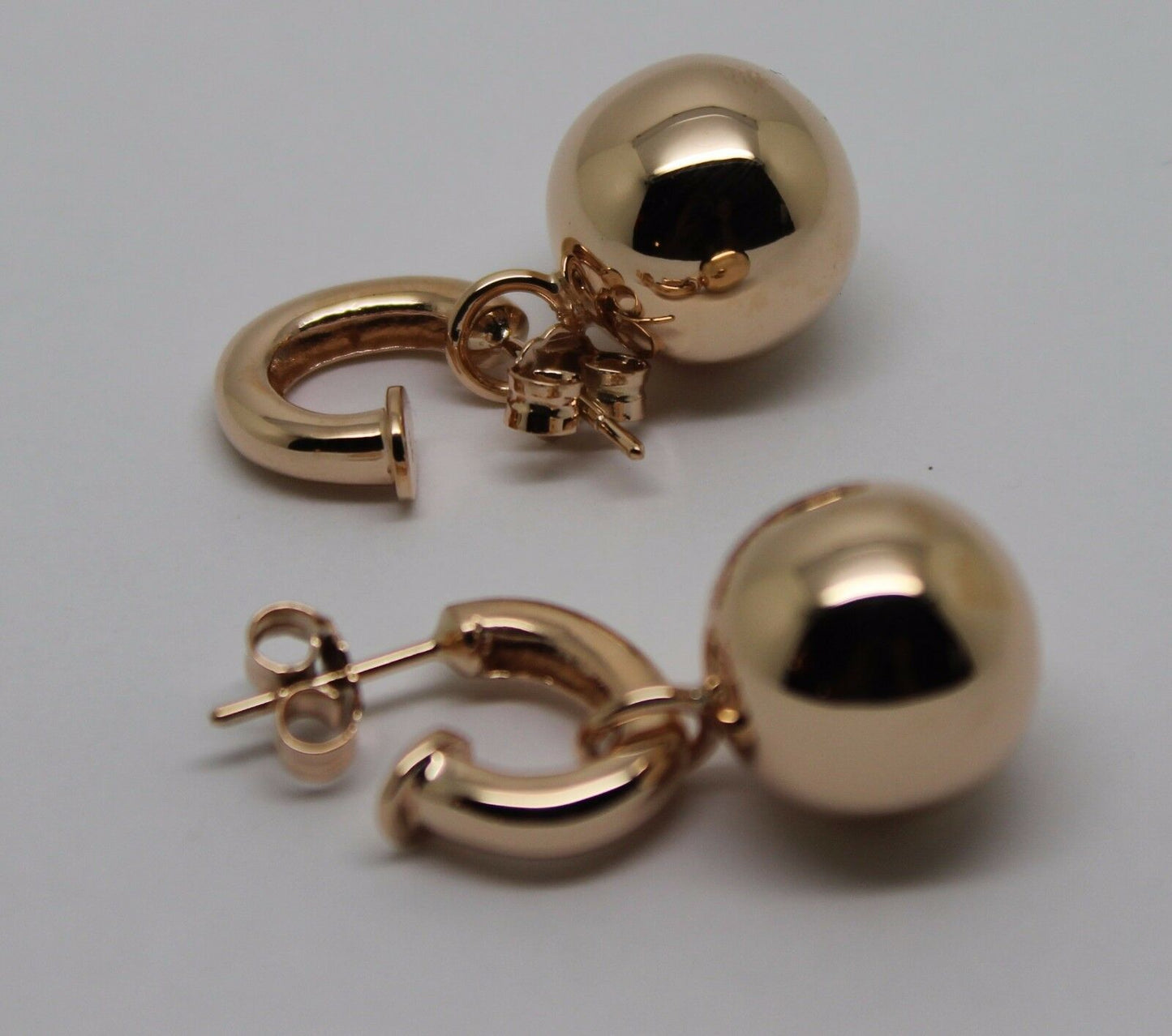 Kaedesigns Genuine Heavy 9ct 9kt Yellow, Rose or White Gold 14mm Belcher Ball Drop Earrings