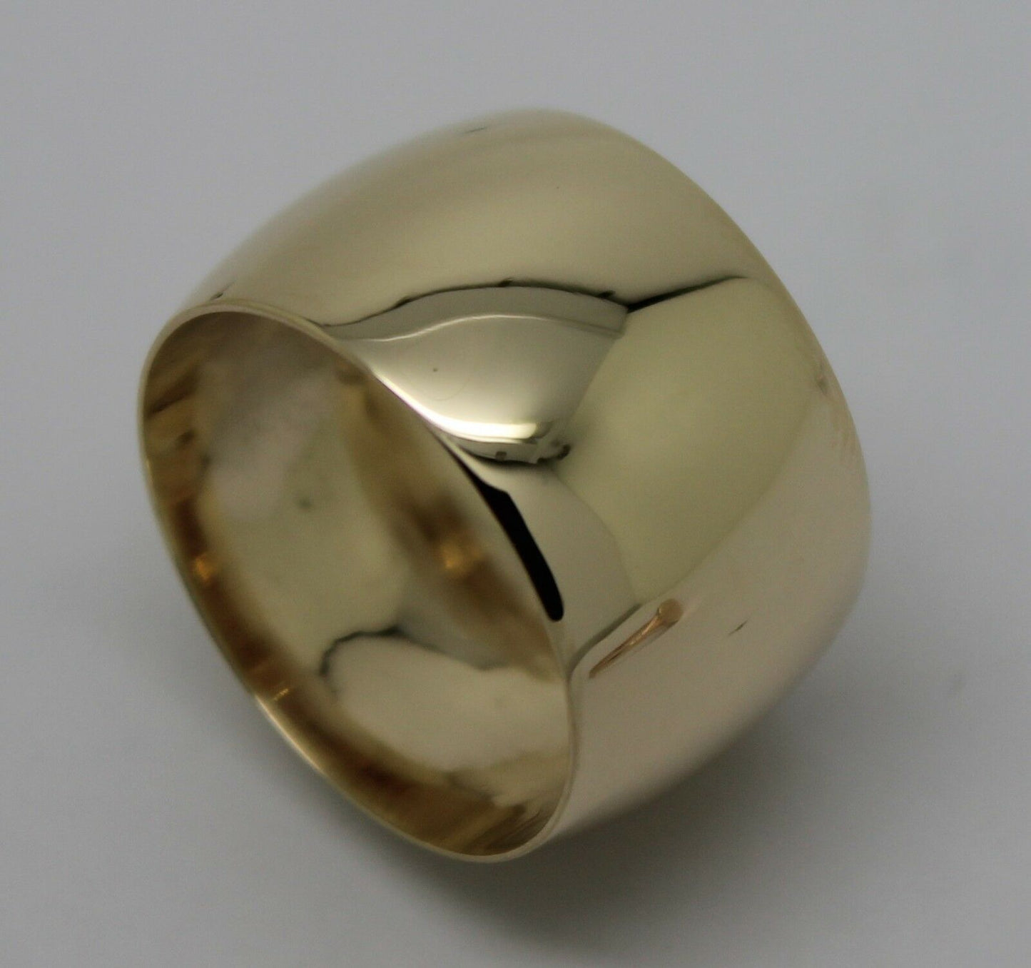 Genuine New Solid  9ct Yellow, Rose or White Gold Full Solid 12mm Wide Barrel Band Ring Size N