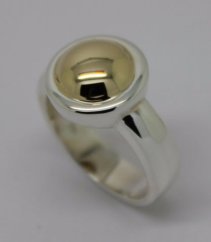 Genuine Sterling Silver & 9ct Rose Gold 375 Half Ball Ring - Choose your size