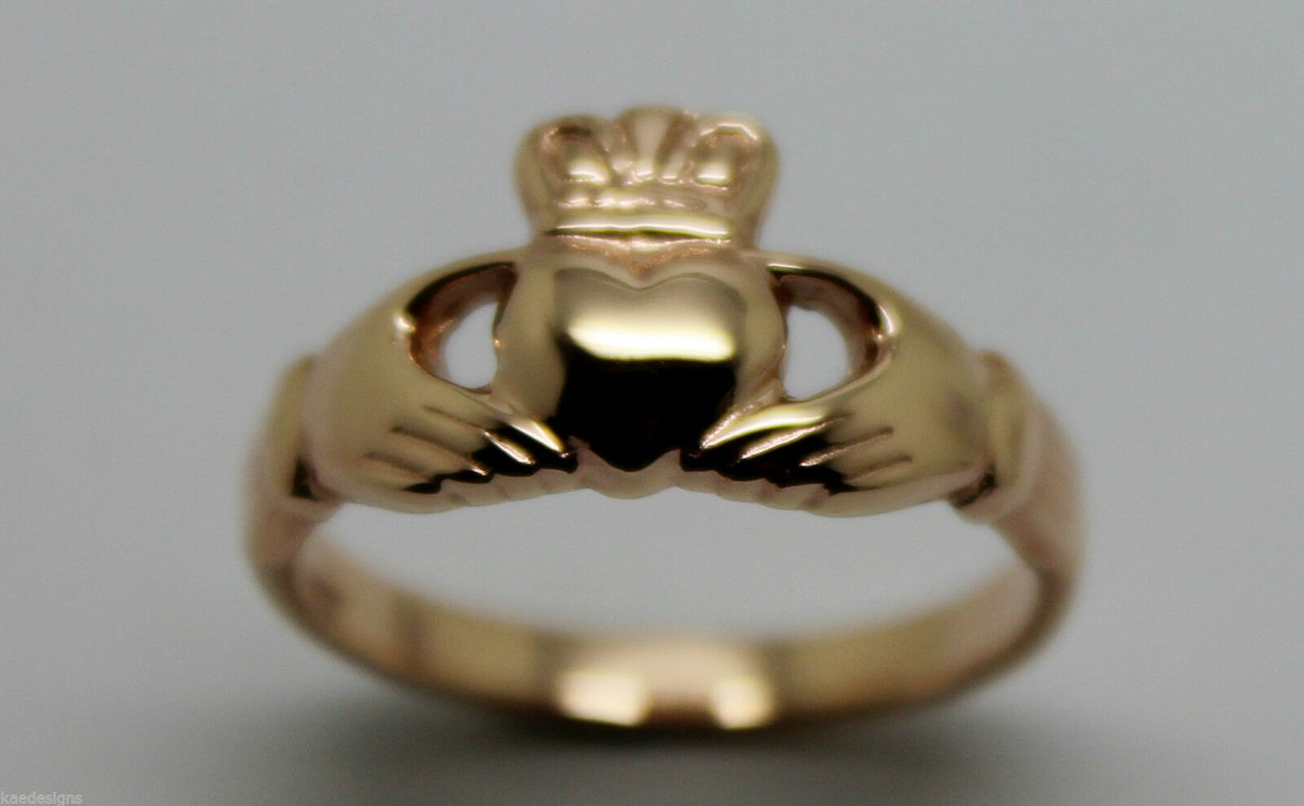 Genuine 9ct 375 Solid Yellow, Rose or White Gold Claddagh Celtic Friendship Ring In Your (Sizes L to S)